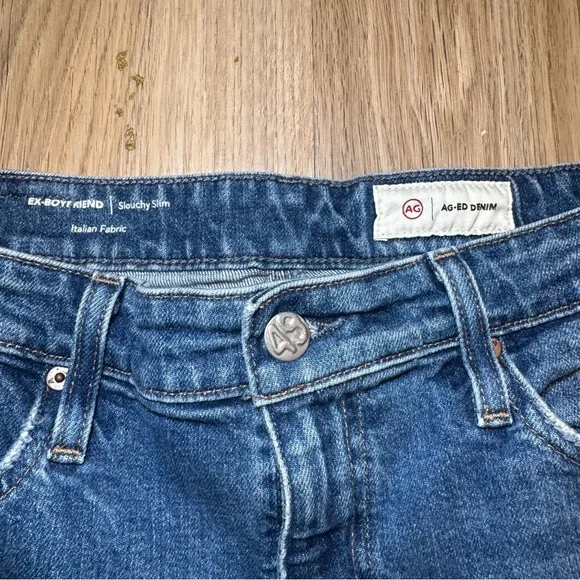 AG-ED Ex-Boyfriend Slouchy Jeans Size 27 Italian Denim Raw Hem - Picture 5 of 16